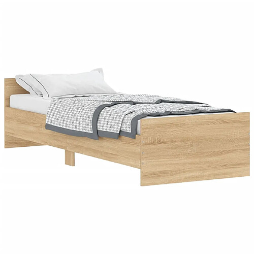 Vidaxl Cadre de lit chêne sonoma 75x190cm petit simple bois ingénierie