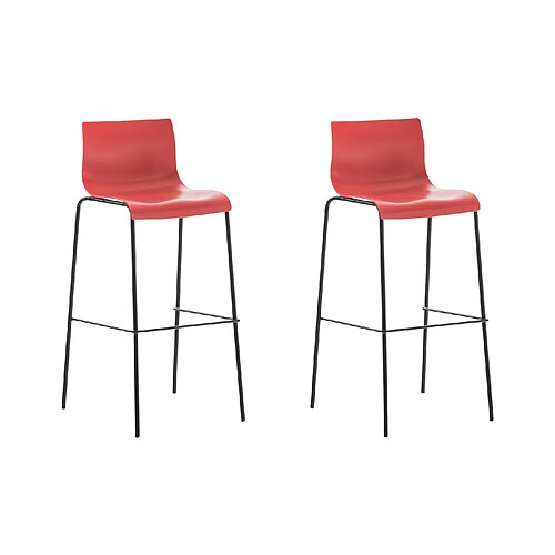 Non Lot de 2 tabourets de bar Hoover plastique 4 pieds structure noir