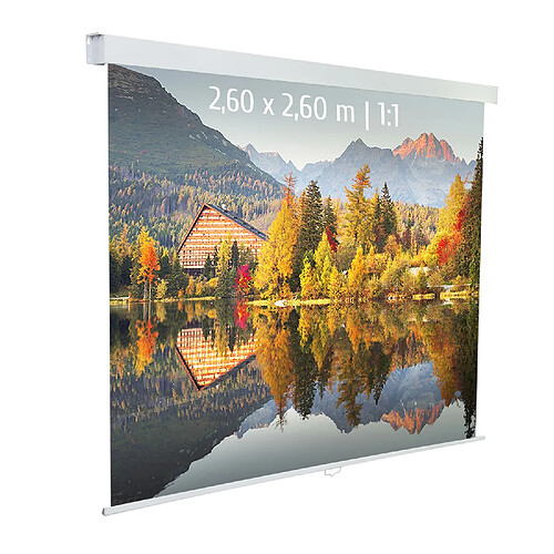 Kimex Ecran de projection manuel 2,60 x 2,60m - Format 1:1