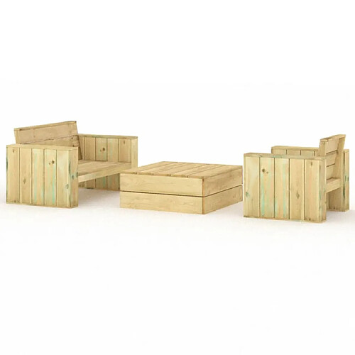 Maison Chic Salon de jardin 3 pcs - Table et chaises d'extérieur - Mobilier/Meubles de jardin Moderne Bois massif de pin imprégné -MN59337