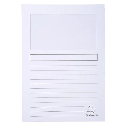 Exacompta Paquet de 100 chemises à fenêtre SUPER 160g/m2 - 22x31cm - Blanc