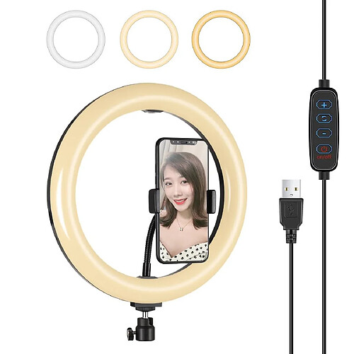 Yonis Ring Light LED USB 3 Modes Avec Trépied