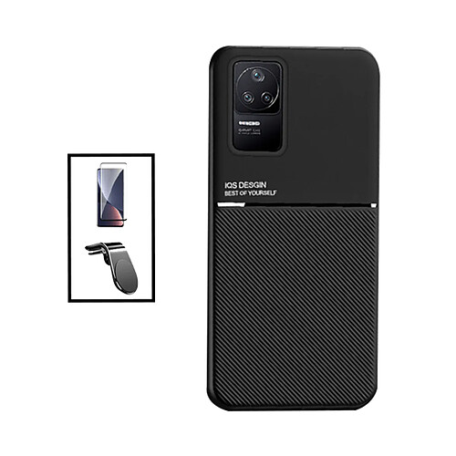 PHONECARE Kit Coque Magnetic Lux + 5D Full Cover + Support Magnétique L Safe Driving pour Xiaomi Poco F4 5G - Noir