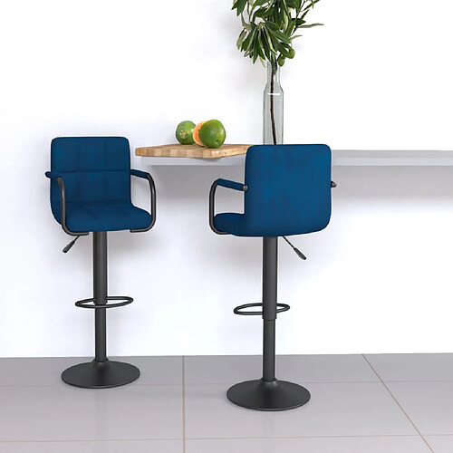 vidaXL Tabourets de bar lot de 2 bleu velours