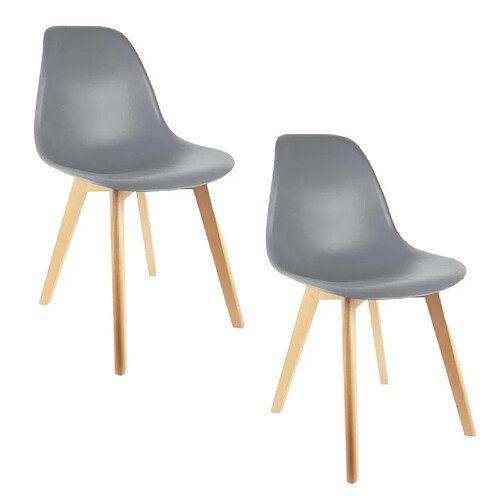 Toilinux 2 Chaises design scandinave à coque Holga - Gris