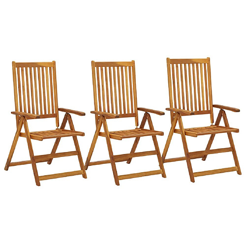 vidaXL Chaises inclinables de jardin lot de 3 Bois solide d'acacia