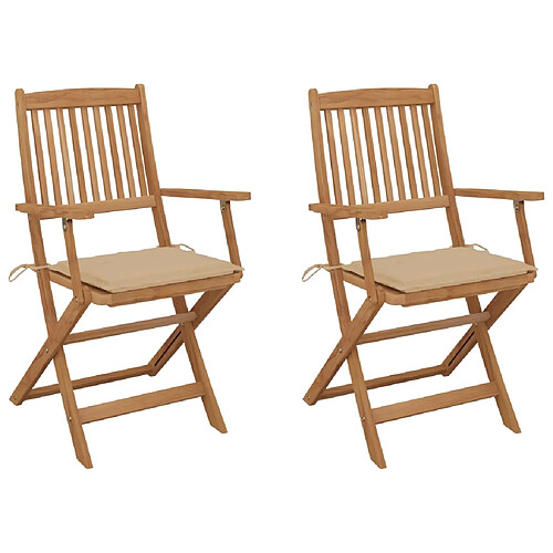 vidaXL Chaises pliables de jardin lot de 2 avec coussins Bois d'acacia