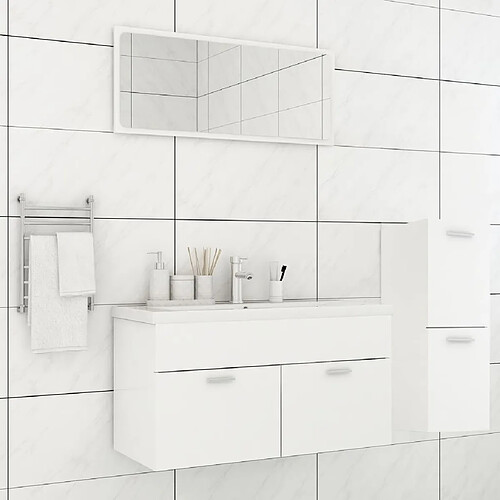 vidaXL Ensemble de meubles de salle de bain Blanc Aggloméré