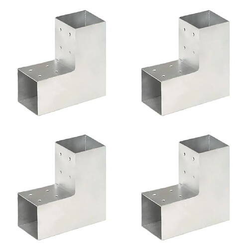 vidaXL Connecteurs de poteau 4 pcs Forme en L Métal galvanisé 81x81 mm