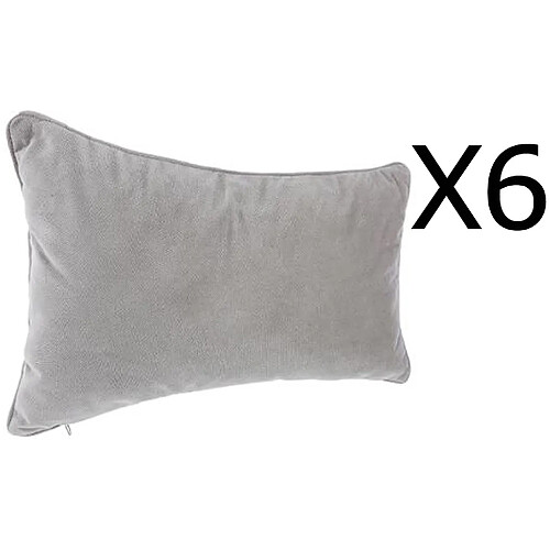 Lot de 6 coussins rectangulaires 100% polyester coloris gris clair - Dim : L.50 x l.30 cm -PEGANE