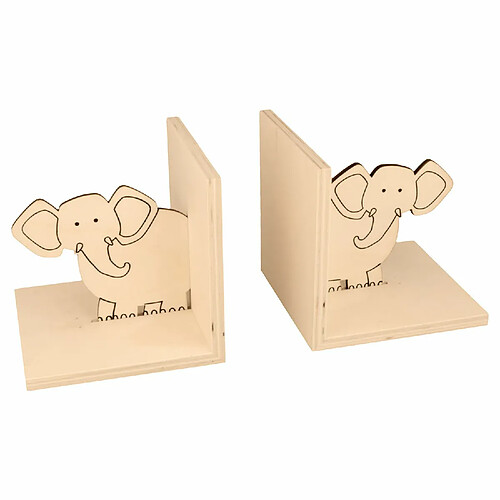 Artemio 2 serre-livres en bois éléphant