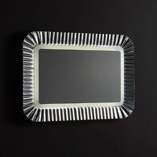 Kiamami Valentina MIROIR AVEC CADRE EN VERRE ARGENTÉ, LUMIÈRE LED, RÉVERSIBLE 94X68