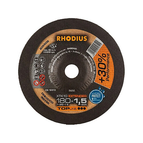 Disque de coupe XTK10 180 x 1,5mm coudé Rhodius(Par 25)