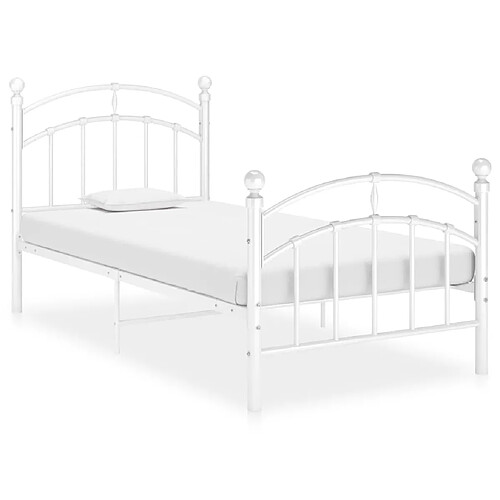 vidaXL Cadre de lit sans matelas blanc métal 100x200 cm