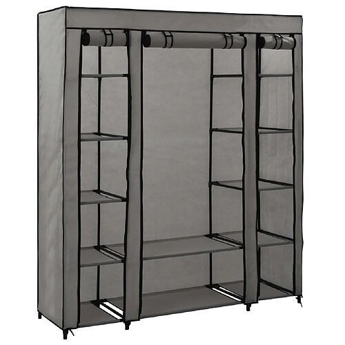 vidaXL Armoire avec compartiments et tiges Gris 150x45x176 cm Tissu