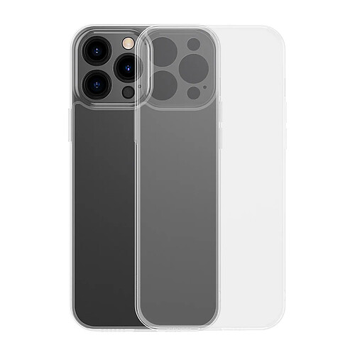 coque en verre depoli baseus pour coque rigide iphone 13 pro avec cadre en gel transparent (arws000702)