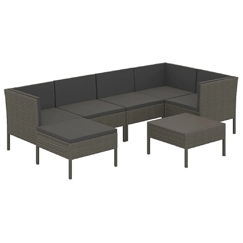 Maison Chic Salon de jardin 7 pcs + coussins - Mobilier/Meubles de jardin - Table et chaises d'extérieur Résine tressée Gris -MN67628