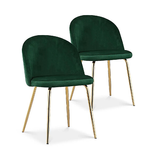 Lot de 2 chaises Cecilia velours Vert pieds or