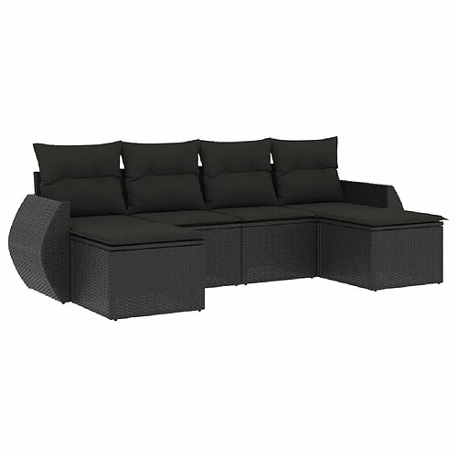 Maison Chic Salon de jardin 6 pcs avec coussins | Ensemble de Table et chaises | Mobilier d'Extérieur noir résine tressée -GKD44868