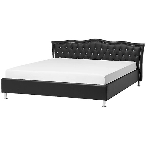 Beliani Lit en cuir PU noir 180 x 200 cm METZ