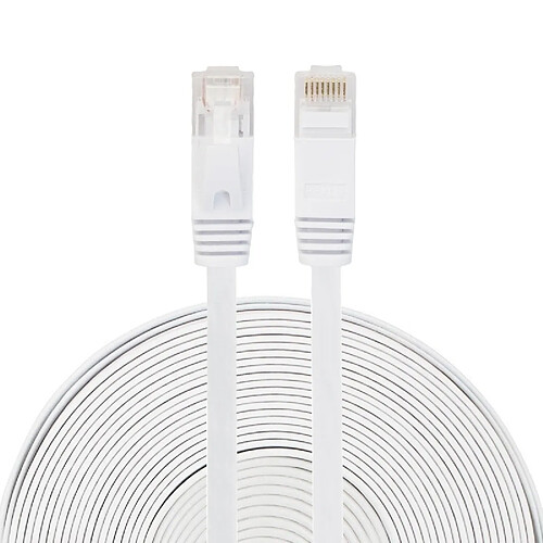 Wewoo Câble réseau LAN plat Ethernet blanc ultra-plat 15m CAT6, cordon de raccordement RJ45