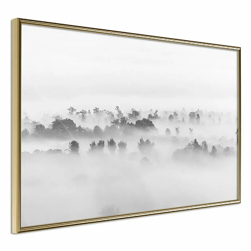 Paris Prix Affiche Murale Encadrée Fog Over the Forest 60 x 40 cm Or