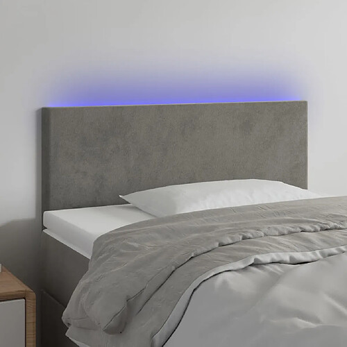 vidaXL Tête de lit à LED Gris clair 100x5x78/88 cm Velours