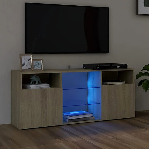 vidaXL Meuble TV avec lumières LED chêne sonoma 120x30x50 cm