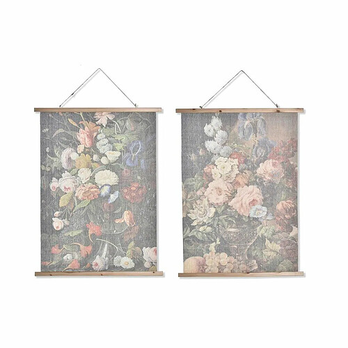 Cadre DKD Home Decor Fleurs Moderne (75 x 2 x 100 cm) (2 Unités)