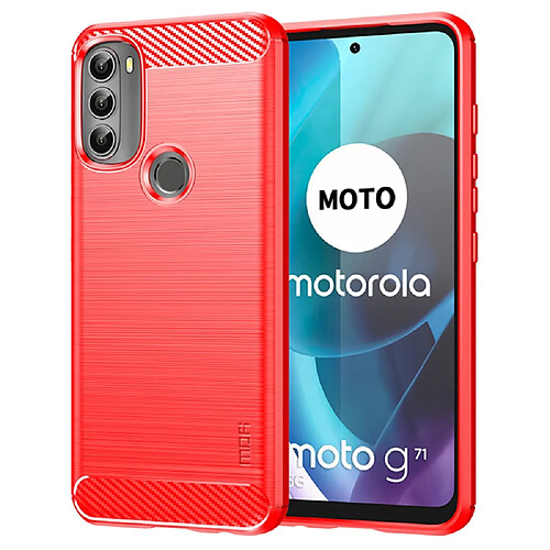 Coque en TPU MOFI texture en fibre de carbone rouge pour votre Motorola Moto G71 5G