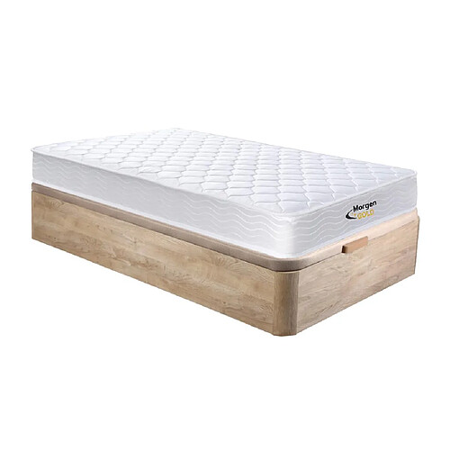 Vente-Unique Ensemble 90 x 190 cm sommier coffre naturel clair + matelas ressorts et mémoire de forme ép.15cm - WOLKENLOS de MORGENGOLD