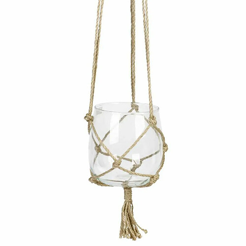 Paris Prix Boule en Verre Suspendue Chanvre 15cm Transparent & Naturel