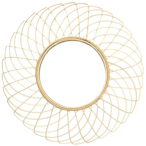 The Home Deco Factory Miroir rond en rotin Rosace 90 cm.