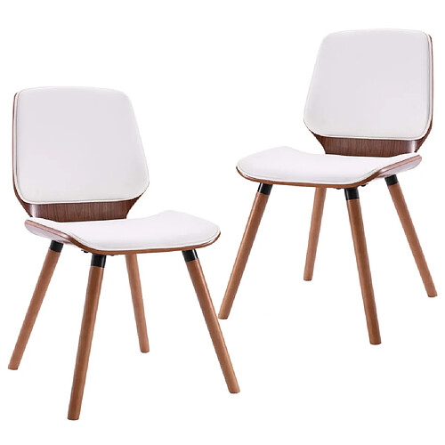 Decoshop26 Lot de 2 chaises de salle à manger cuisine design contemporain synthétique blanc CDS020199