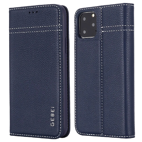 Wewoo Coque Pour iPhone 11 Pro GEBEI Etui de protection en cuir à rabat avec support et fentes cartes Bleu