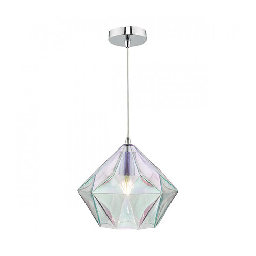 Luminaire Center Suspension Gaia Chrome poli,verre iridisé 1 ampoule 27cm