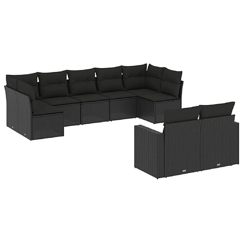 Maison Chic Salon de jardin 9 pcs avec coussins | Ensemble de Table et chaises | Mobilier d'Extérieur noir résine tressée -GKD76403