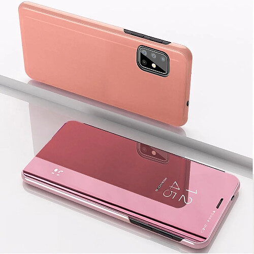 Wewoo Coque Pour Galaxy A71 miroir en cuir plaqué horizontal Flip avec support étui téléphone portable or rose