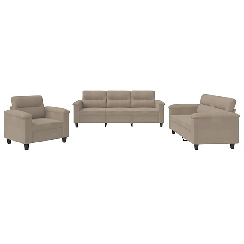 Maison Chic Ensemble de canapés 3 pcs avec coussins, Canapé droit Sofa pour Salon taupe tissu microfibre -GKD241279