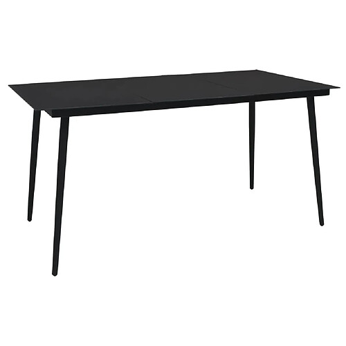 vidaXL Table à dîner de jardin Noir 150x80x74 cm Acier et verre