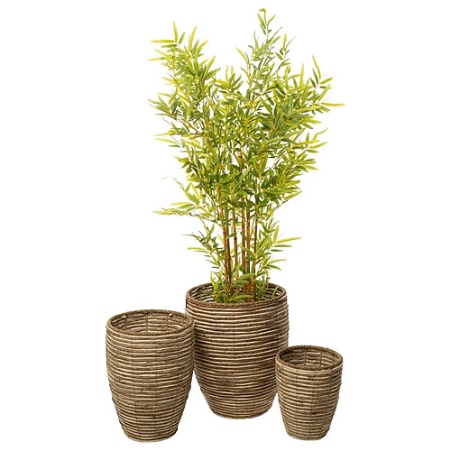 Set de pots de fleurs Romimex Naturel Fibre naturelle 40 x 49 x 40 cm 3 Pièces