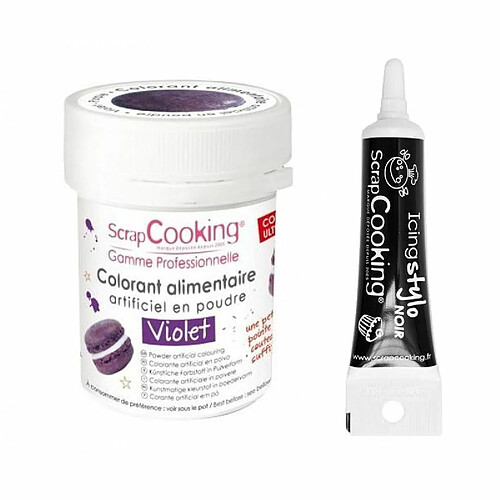 Scrapcooking Colorant alimentaire Violet + Stylo de glaçage noir