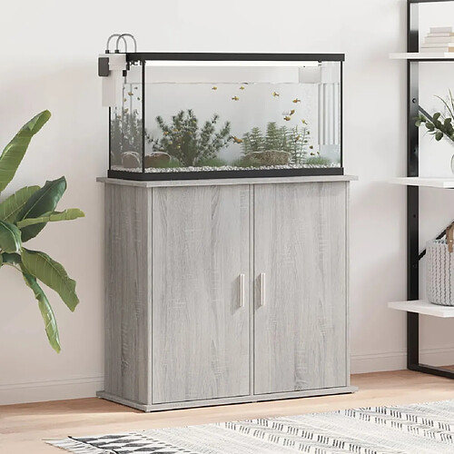 vidaXL Support pour aquarium sonoma gris 81x36x73 cm bois d'ingénierie