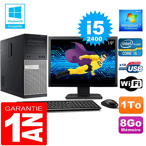 PC Tour DELL 7010 Core I5-2400 Ram 8Go Disque 1 To Wifi W7 Ecran 19" · Occasion