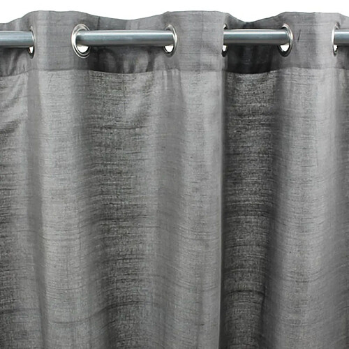 Thedecofactory SOYANCE - Rideau en coton et effet soie à oeillets gris 130x250