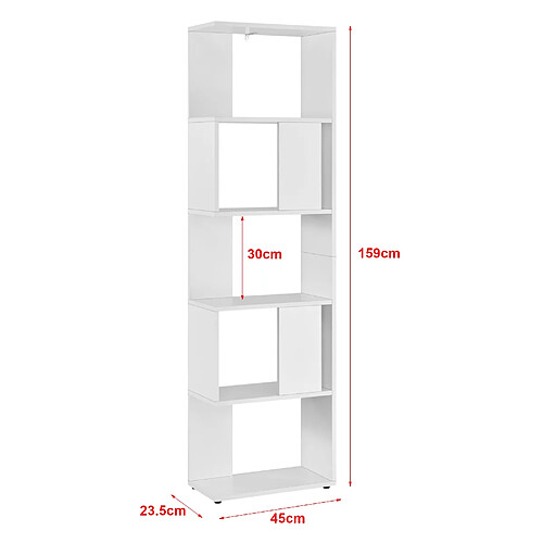 Helloshop26 Étagère armoire bibliothèque pour salon 159 cm blanc 03_0004690