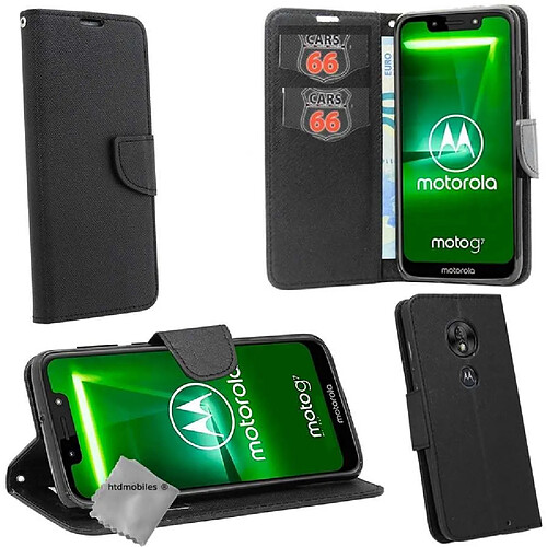 Htdmobiles Housse etui portefeuille pour Motorola Moto G7 Power + film ecran - NOIR / NOIR