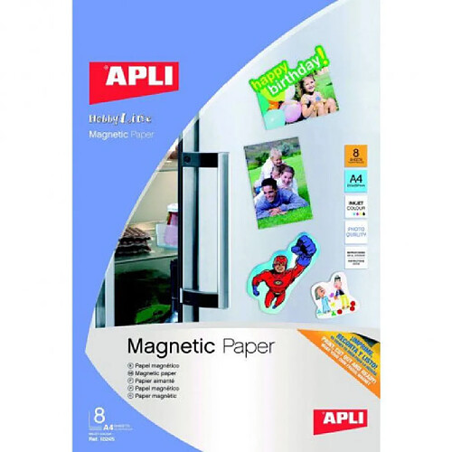 APLI Pochette de 8 Feuilles de Papier magnétique