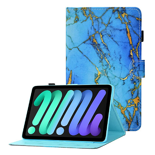 Etui en PU ligne de couture avec support motif marbre pour votre Apple iPad mini (2021)