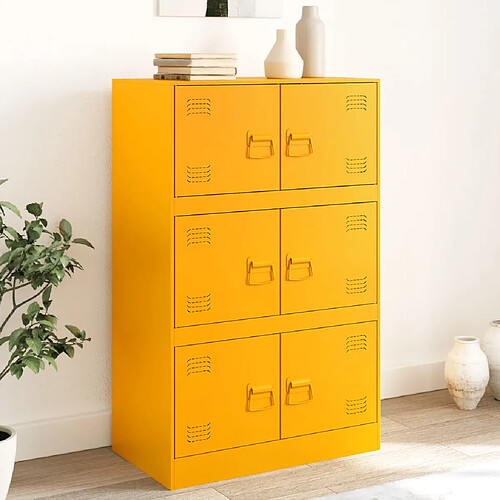 vidaXL Buffet jaune moutarde 67x39x107 cm acier